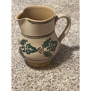 Nicholas Mosse Pottery Holly Berries Ivy Pitcher Jug  Ireland Vtg